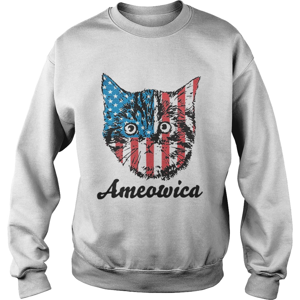 Top Ameowica Cat 4th of July Independence Day American flag Sweatshirt