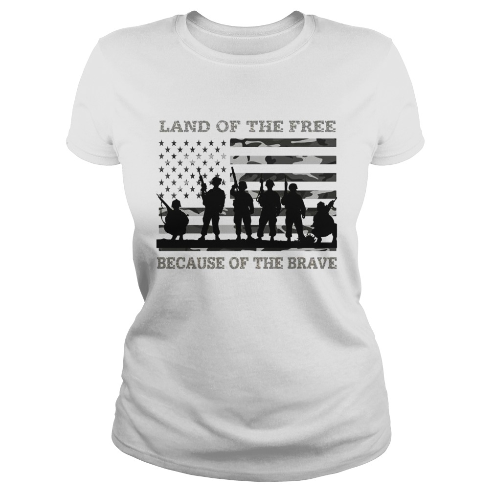Veteran land of the free because of the brave American flag Classic Ladies
