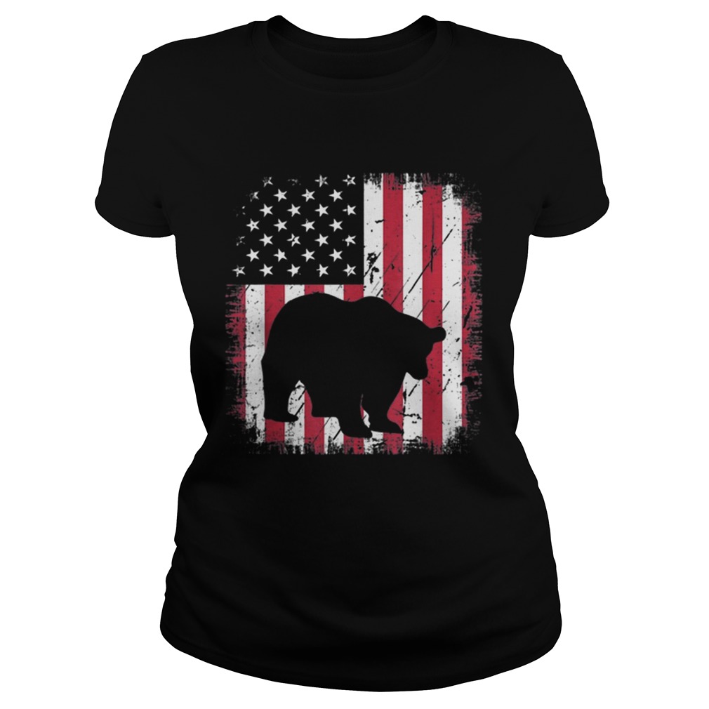 Vintage Panda Bear American Flag 4th Of July Patriotic Shirt Classic Ladies
