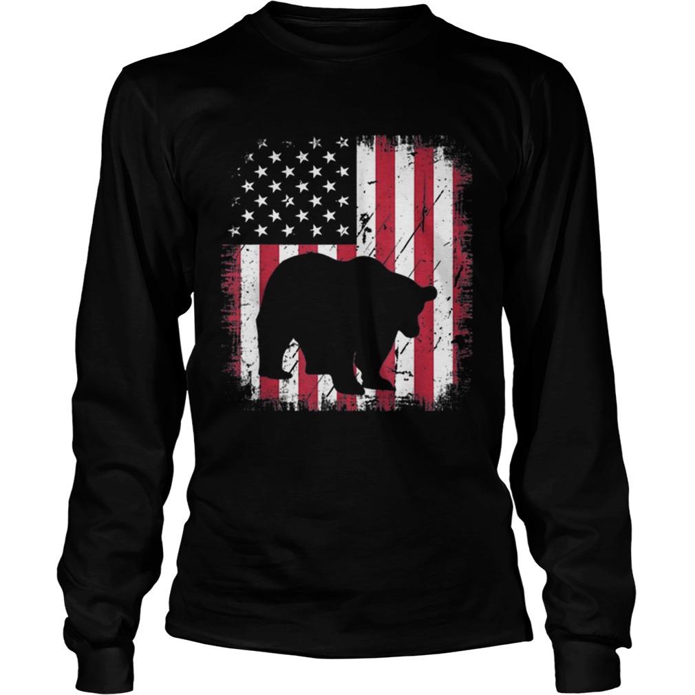 Vintage Panda Bear American Flag 4th Of July Patriotic Shirt LongSleeve