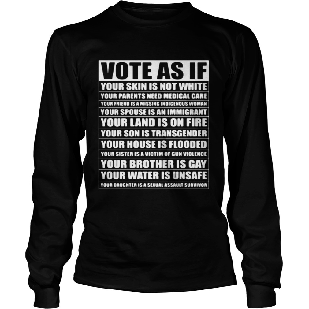 Vote as if your skin is not white your parents need medical care LongSleeve