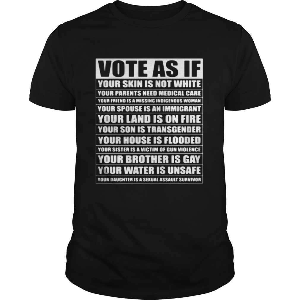 Vote as if your skin is not white your parents need medical care shirt