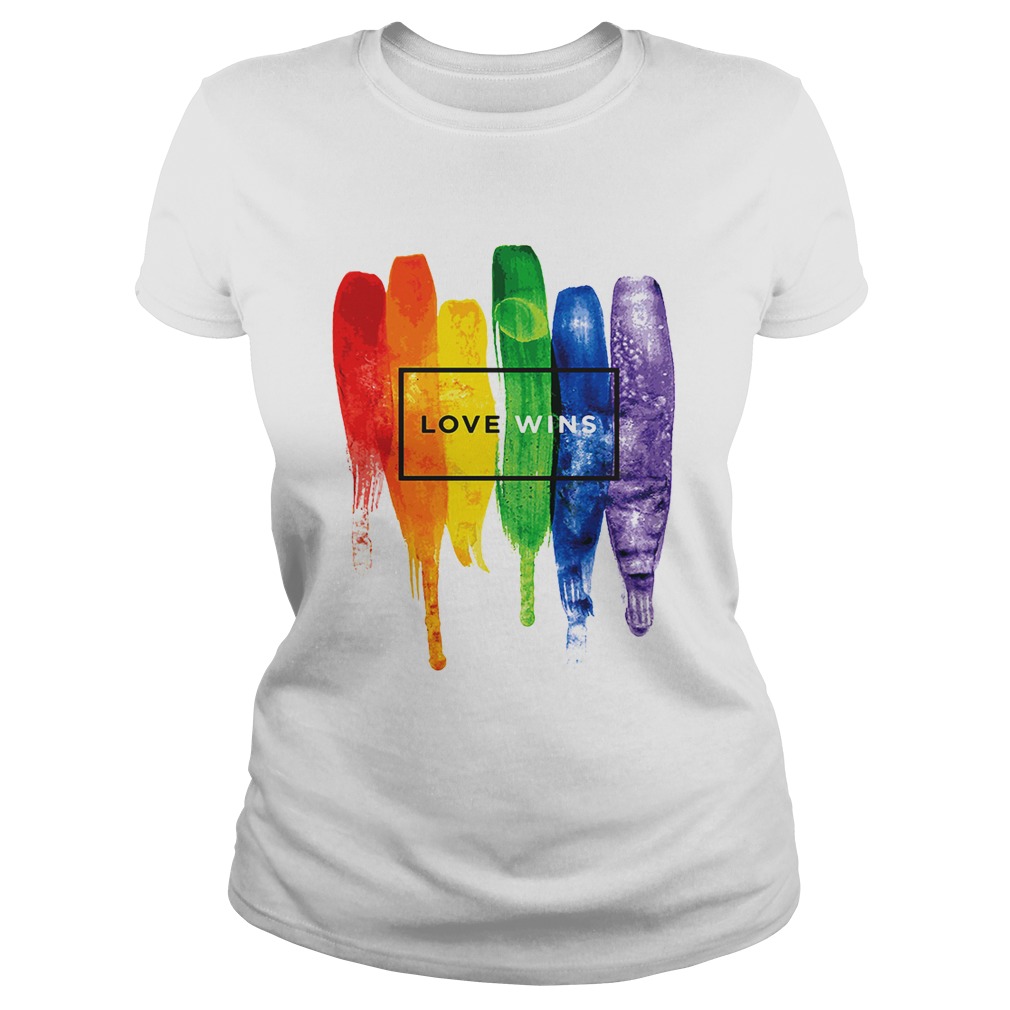 Watercolor LGBT love wins rainbow paint Classic Ladies