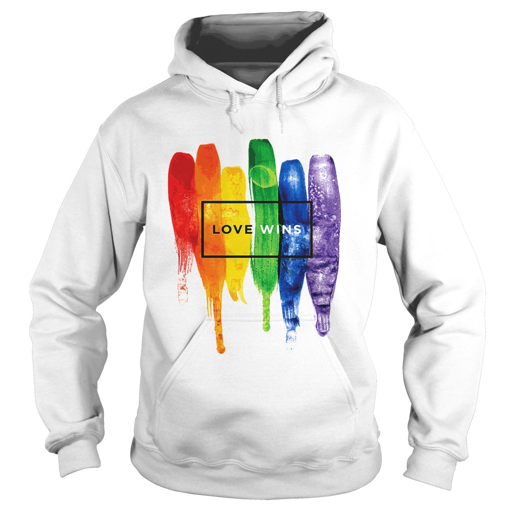 Watercolor LGBT love wins rainbow paint Hoodie