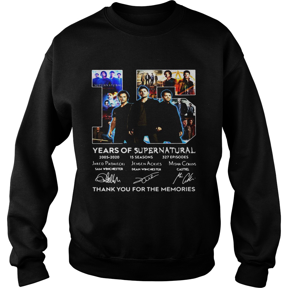 15 years of Supernatural thank you for the memories signatures Sweatshirt