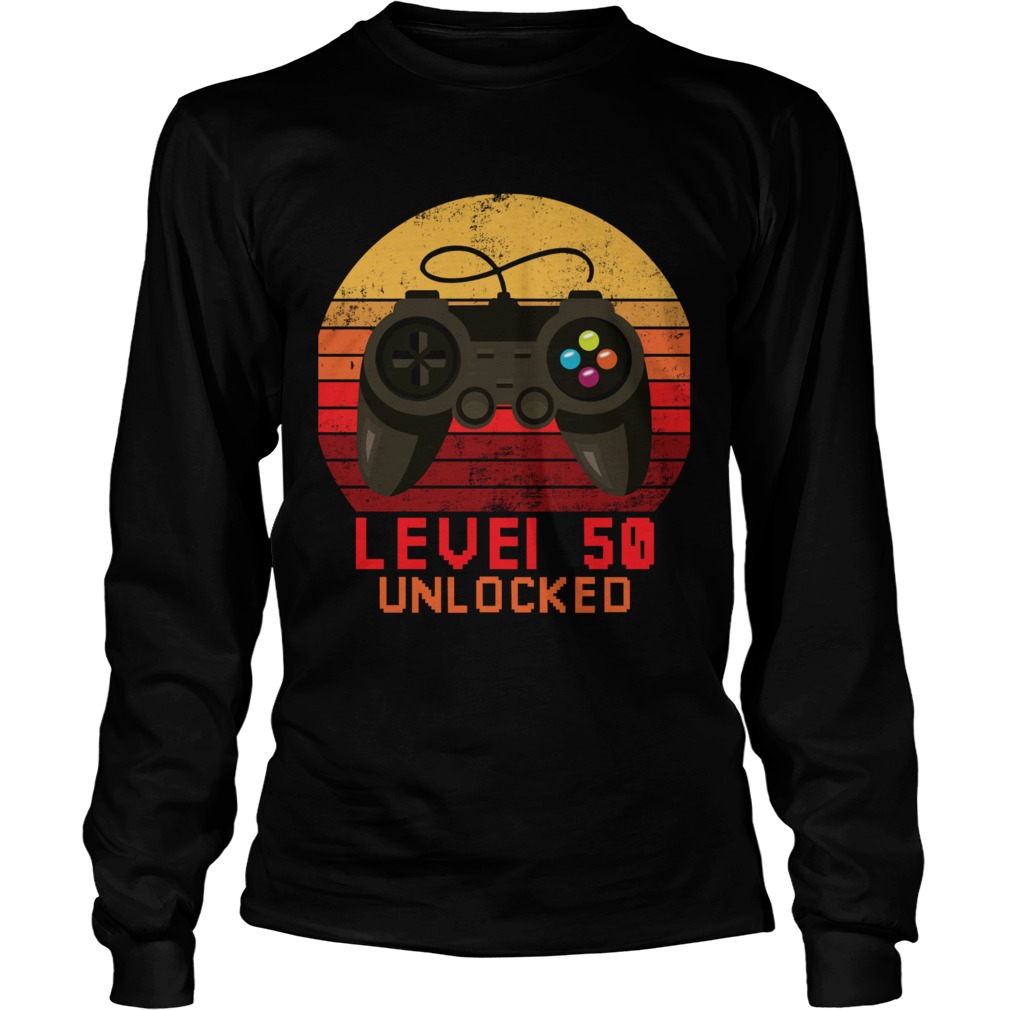 1563178054Level 50 unlocked video gamer 50th birthday vintage LongSleeve