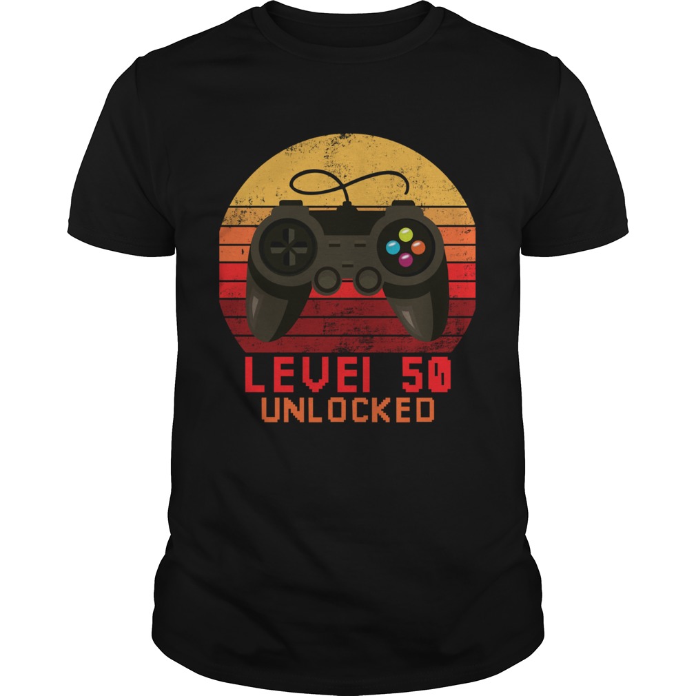 Level 50 unlocked video gamer 50th birthday vintage shirt