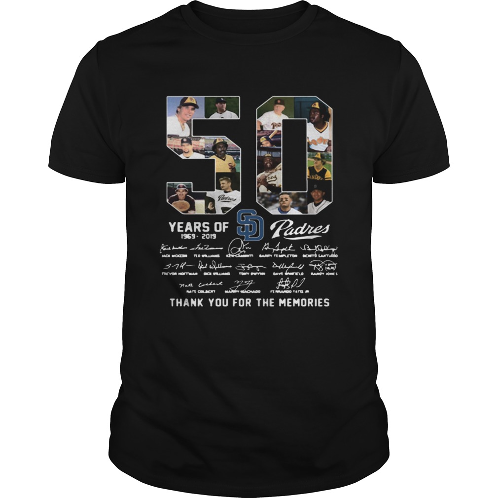 50 Years Of San Diego Padres 19692019 signatures shirt