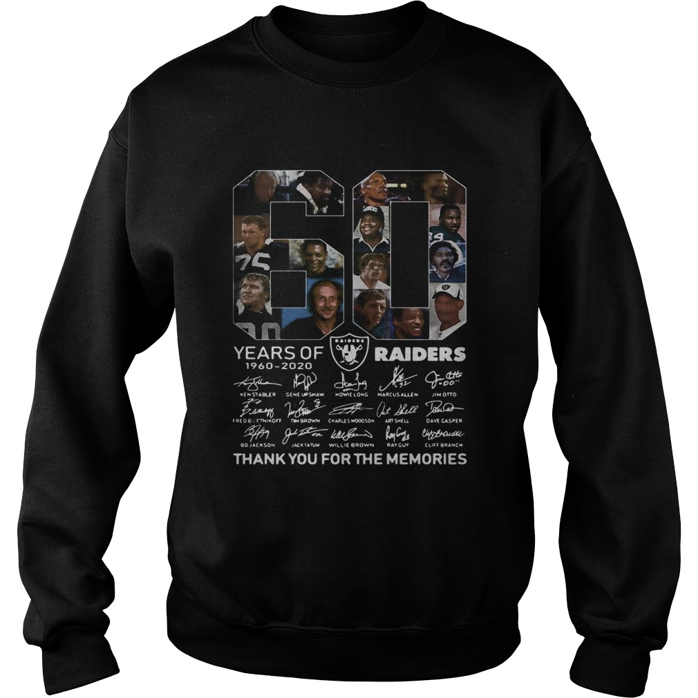 60 years of Oakland Raiders thank you for the memories Sweatshirt