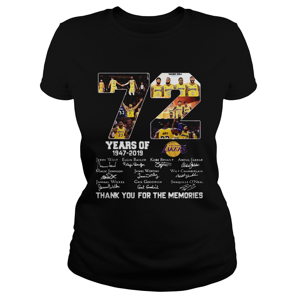 72 years of Los Angeles Lakers 19472019 signatures Classic Ladies