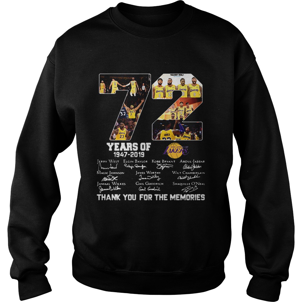72 years of Los Angeles Lakers 19472019 signatures Sweatshirt