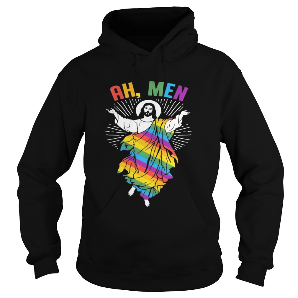 Ah Men LGBT Gay Pride Jesus Rainbow Flag God Shirt Hoodie