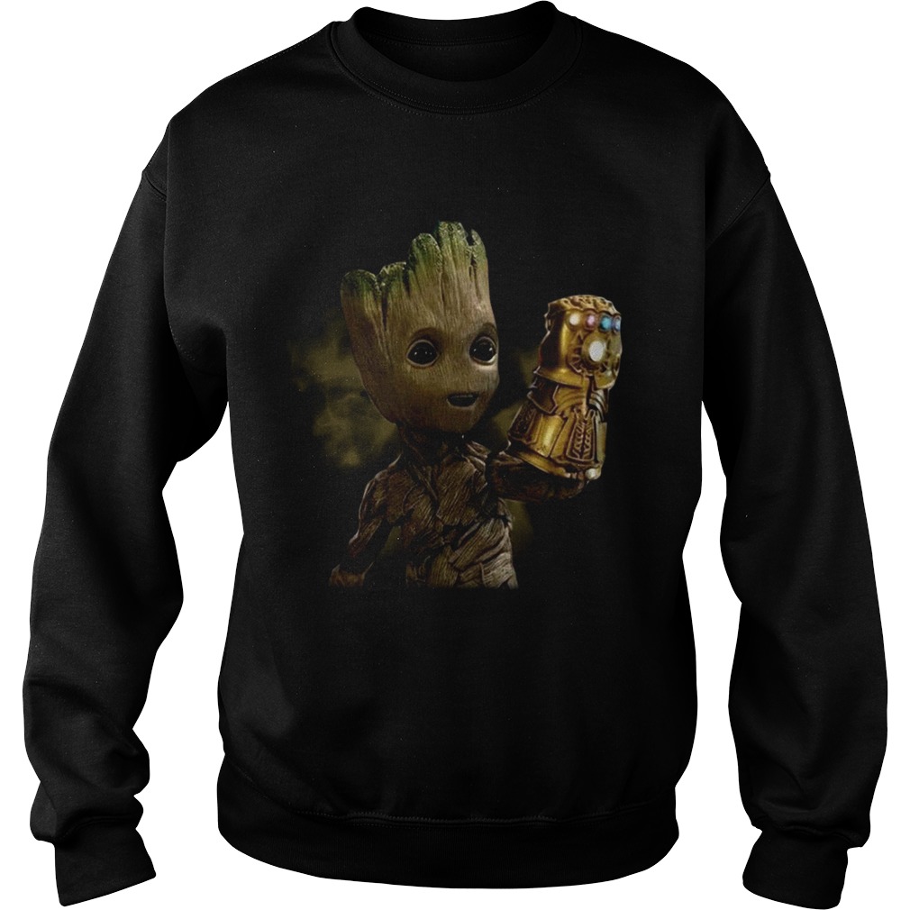Baby Groot wearing infinity gauntlet Sweatshirt