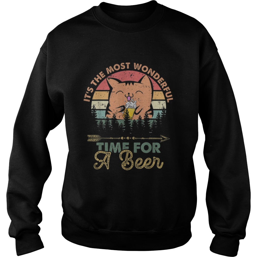 Beer Meow Cat Kitty Wonderful Time For Beer Sweatshirt