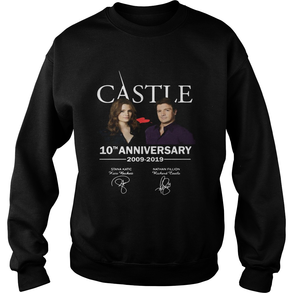 Castle 10th anniversary 2009 2019 Nathan Fillion Stana Katic signature Sweatshirt