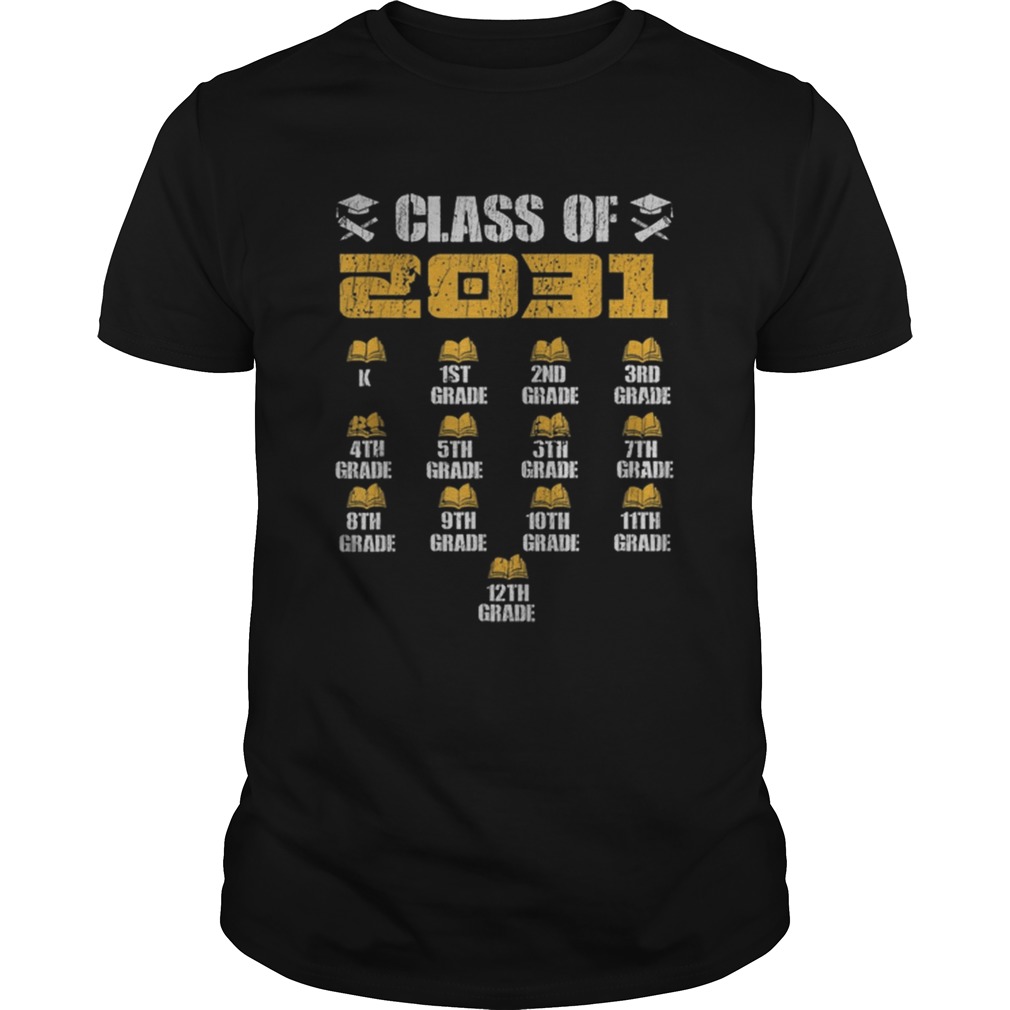 Class of 2031 Grow With Me with space for checkmarks shirt