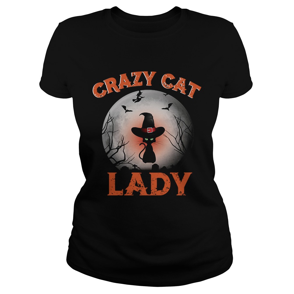 Crazy cat lady moon Halloween Classic Ladies