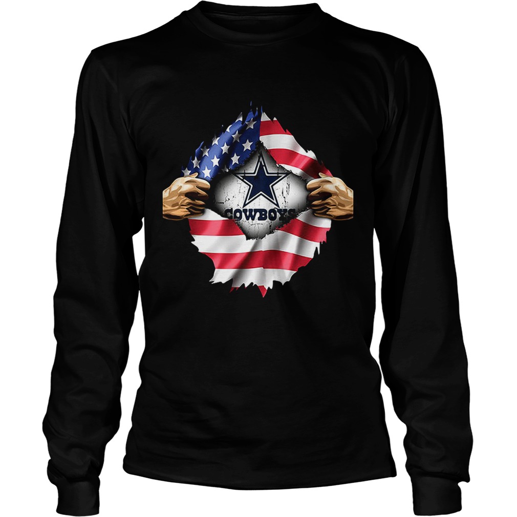 Dallas Cowboys inside America flag Independence day 4th of July LongSleeve