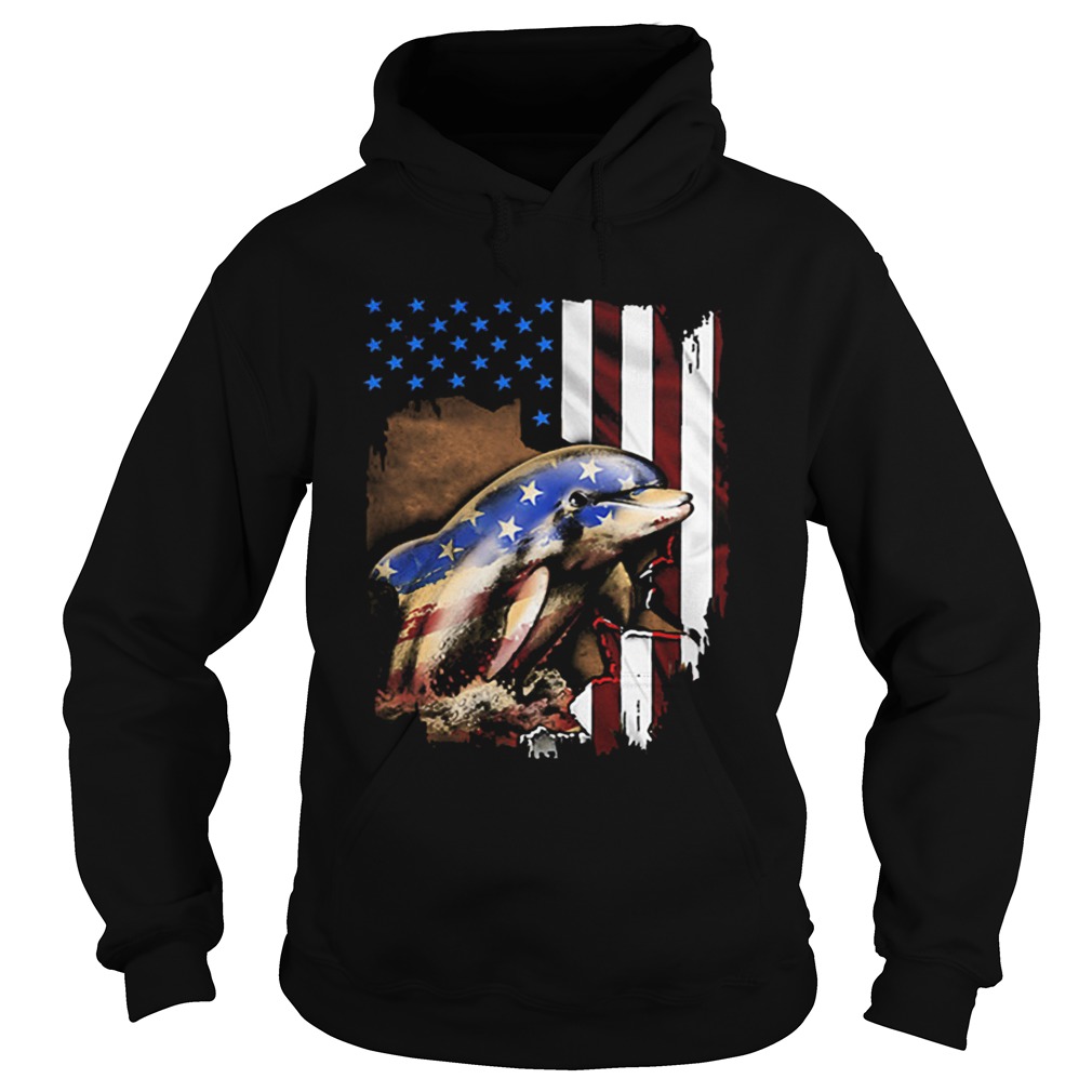 Dolphin American flag 4th of july Hoodie