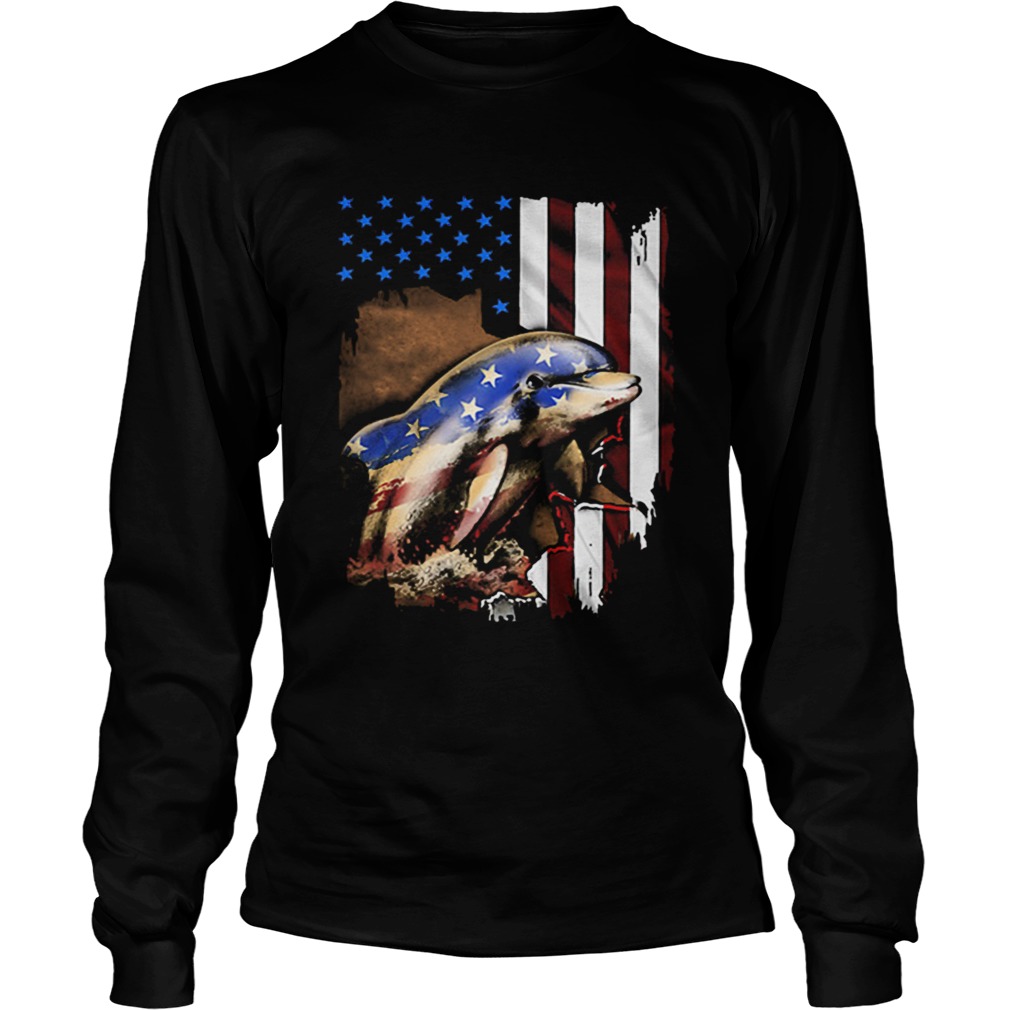 Dolphin American flag 4th of july LongSleeve