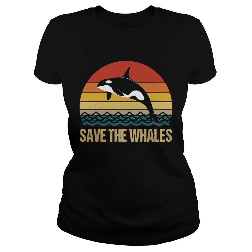 Dolphin save the Whales sunset Classic Ladies