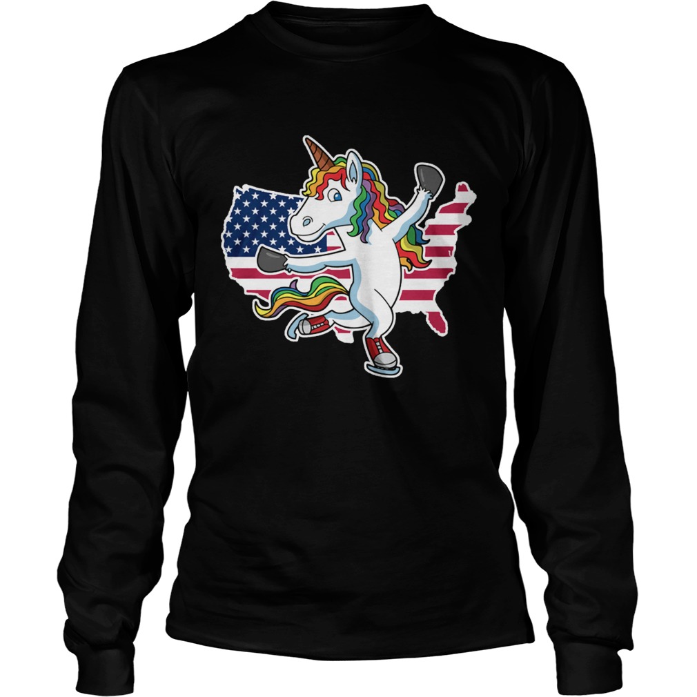 Figure Skating Unicorn American flag LongSleeve