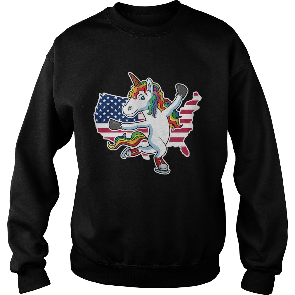 Figure Skating Unicorn American flag Sweatshirt