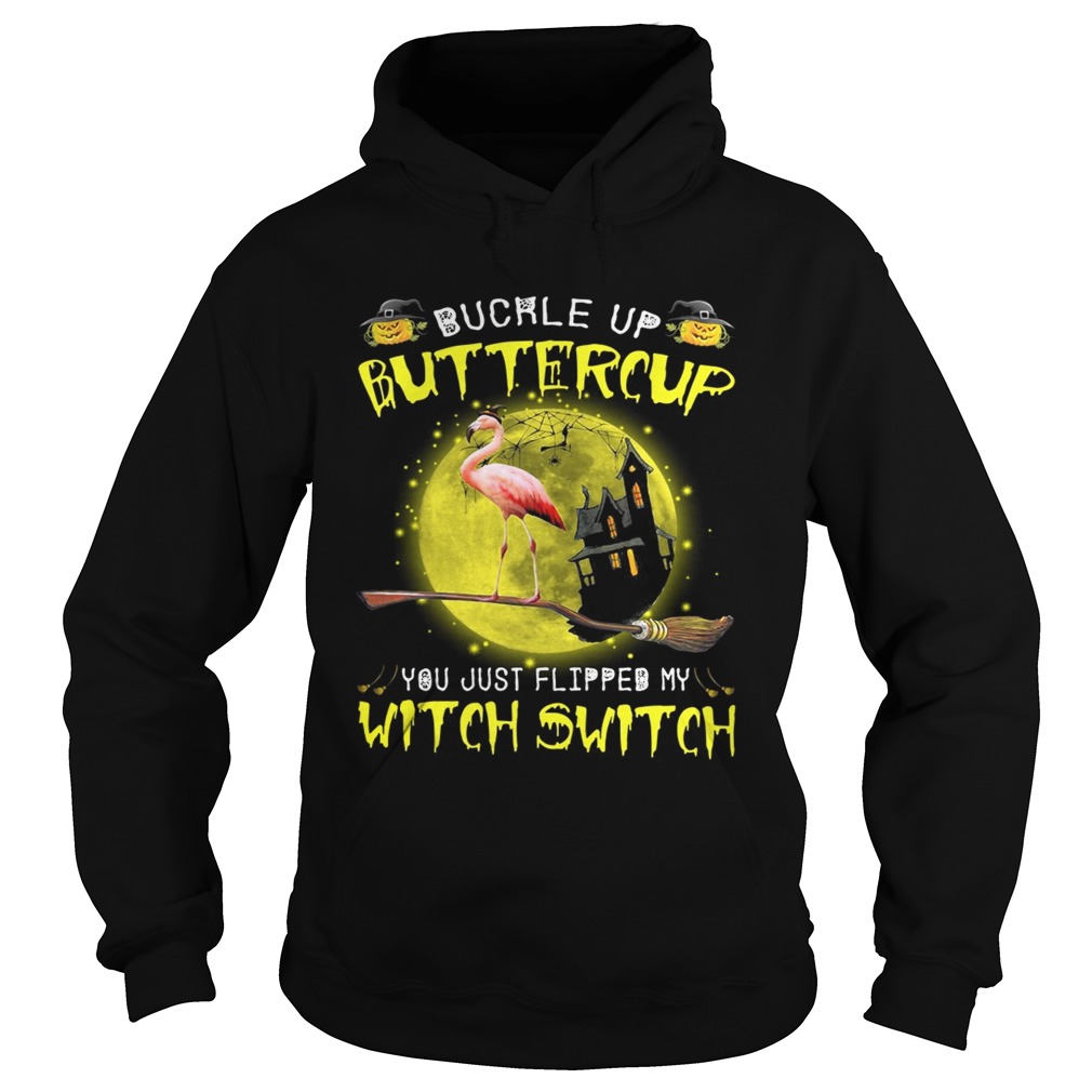 Halloween Flamingo buckle up buttercup you justflipped my witch Hoodie