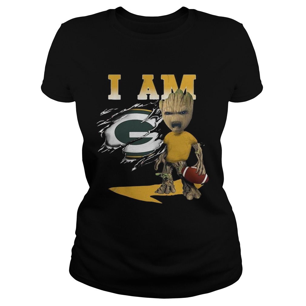 I Am Green Bay Packers Baby Groot Classic Ladies