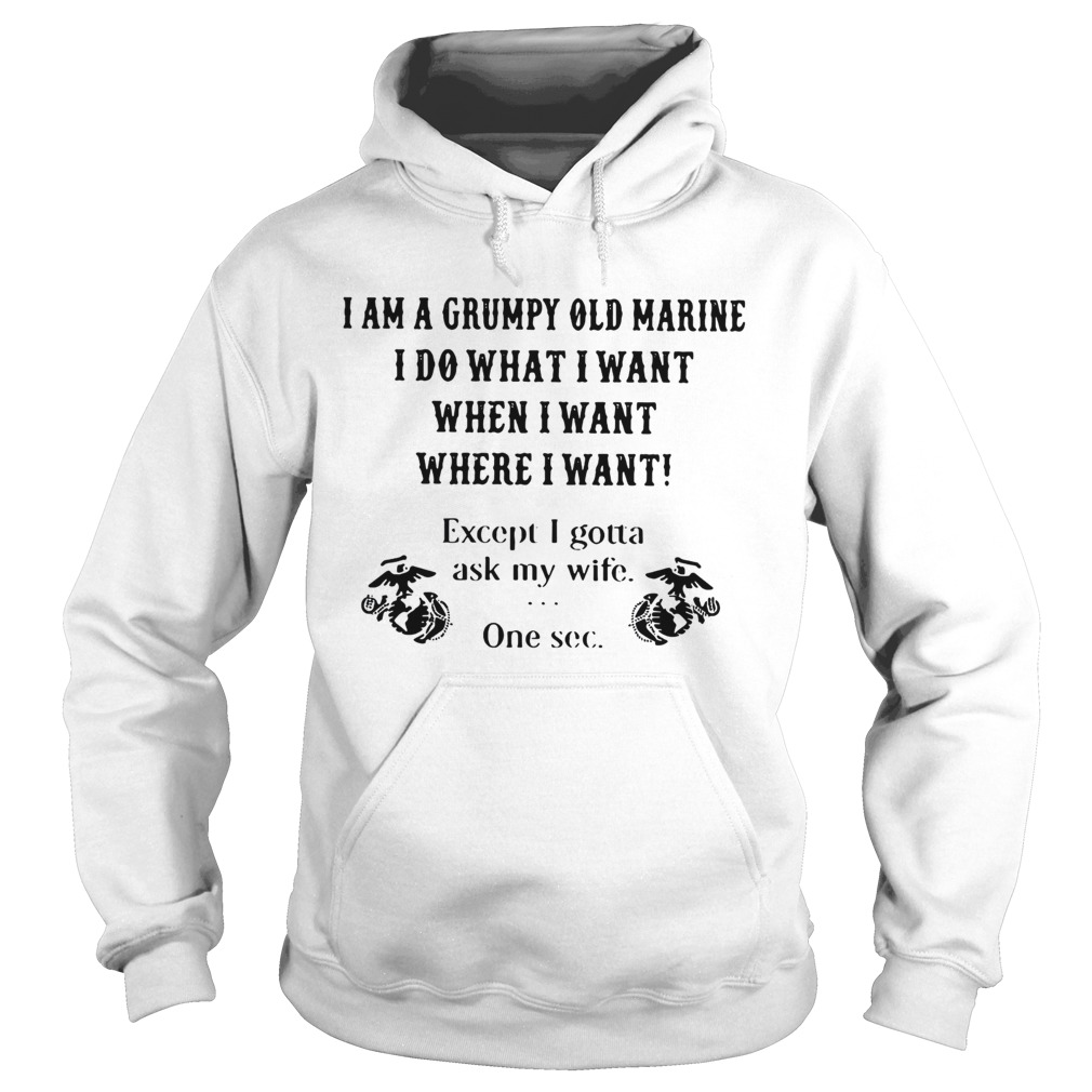 I am a grumpy old marine I do what I want when I want where I want except I gotta ask my wife one s Hoodie