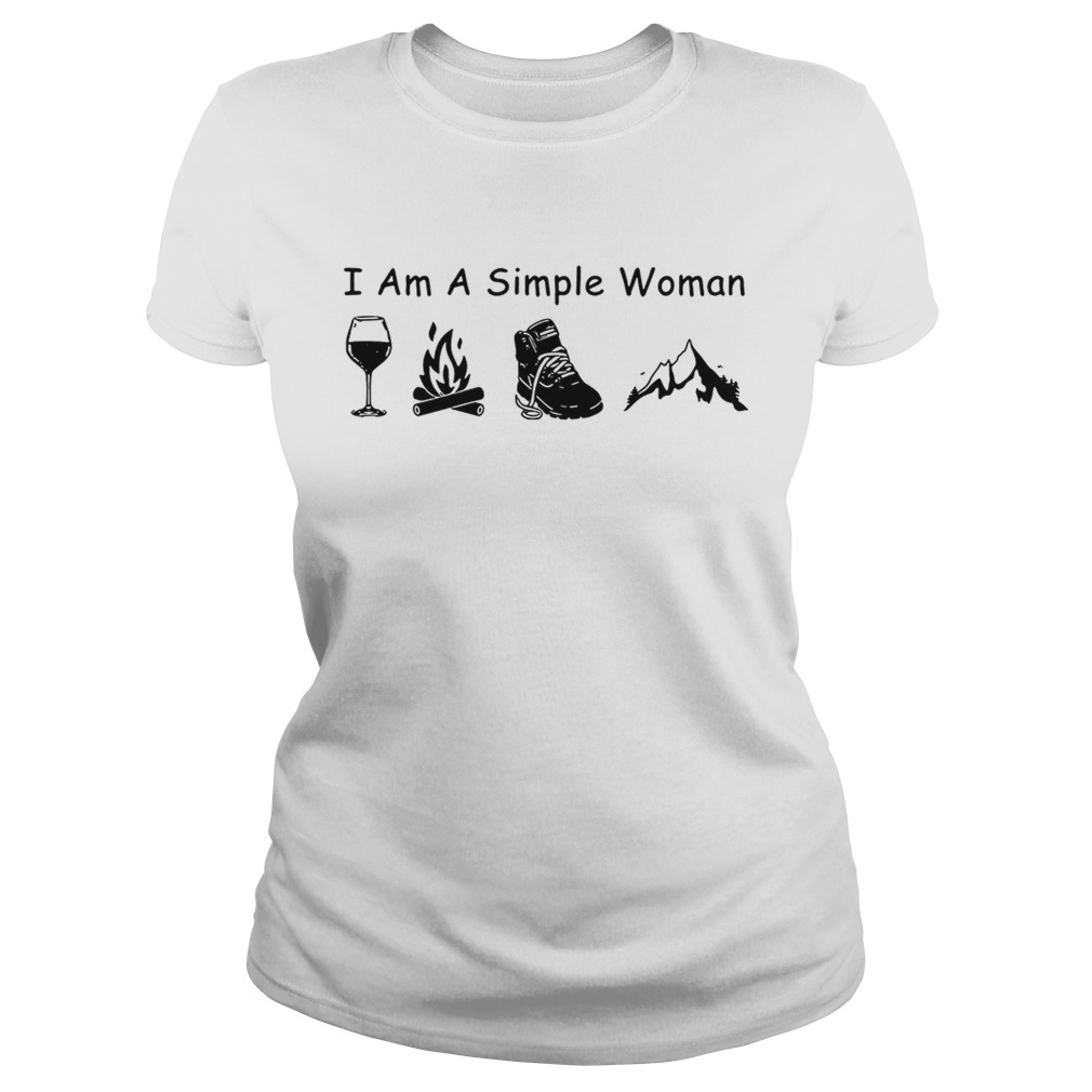 I am a simple woman I love wine camping boot and hiking Classic Ladies