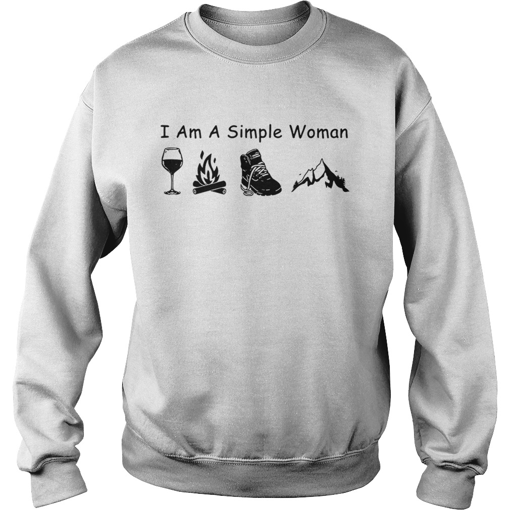 I am a simple woman I love wine camping boot and hiking Sweatshirt