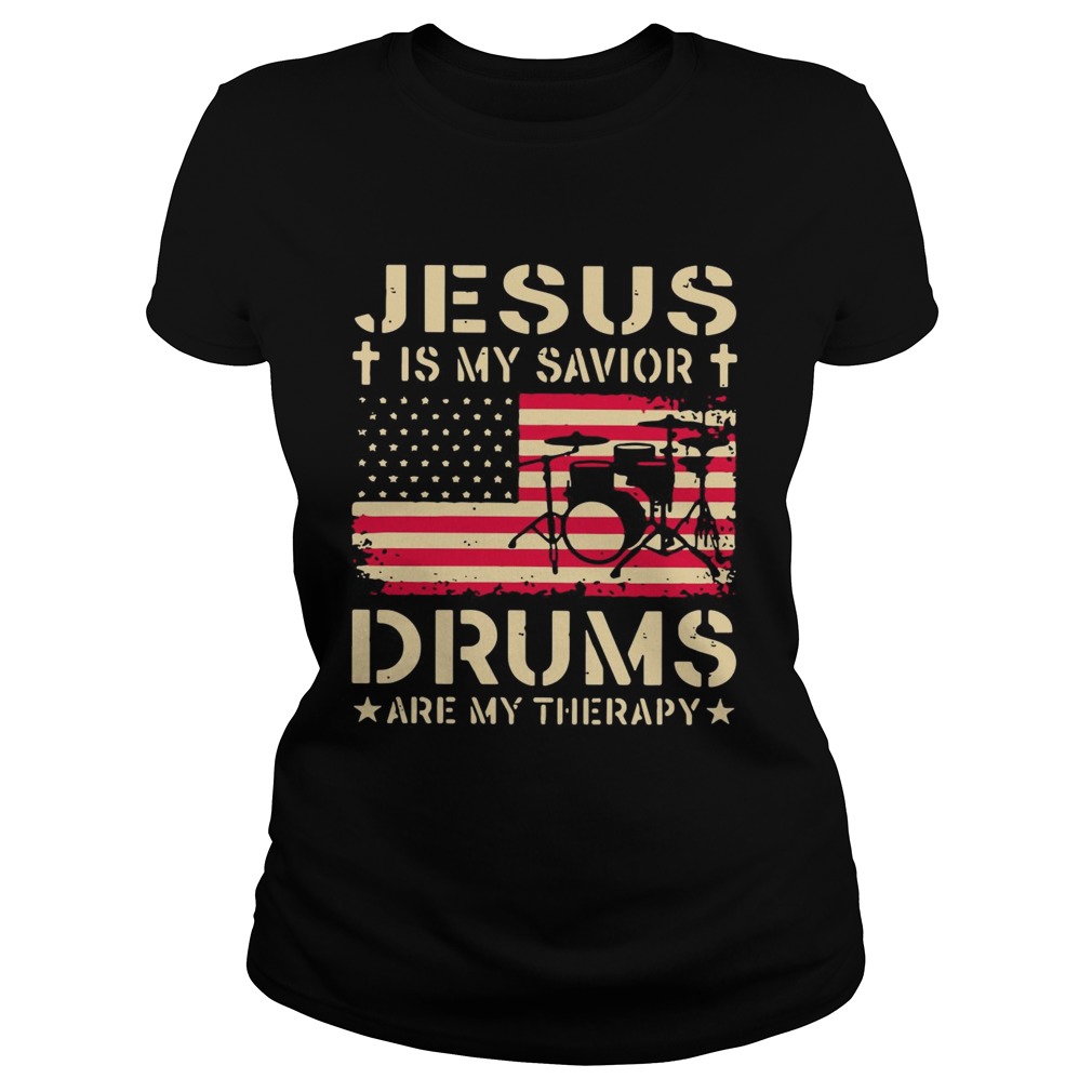 Jesus is my savior drums are my therapy Classic Ladies