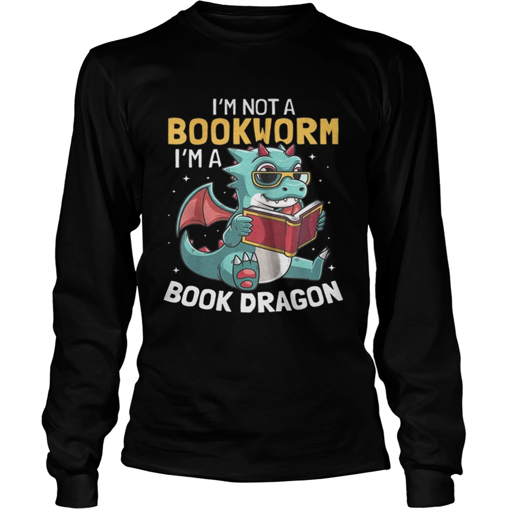 Kids Book Dragon With Wings Bookworm Funny For Kids LongSleeve