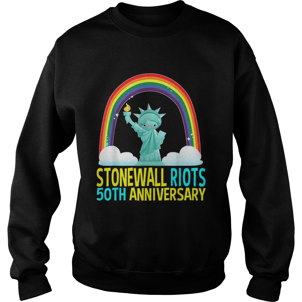 Lgbtq Gay Pride Month Stonewall 50th Anniversary Rainbow Liberty Enlightening the World Sweatshirt