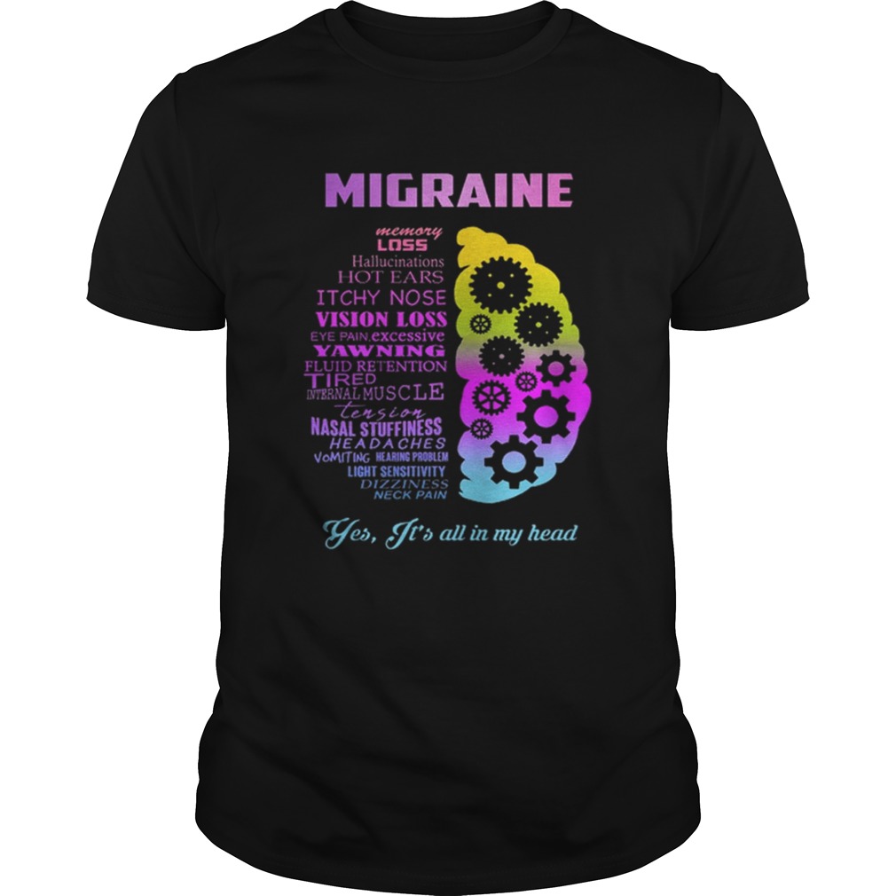 Migraine yes it is all in my head shirt