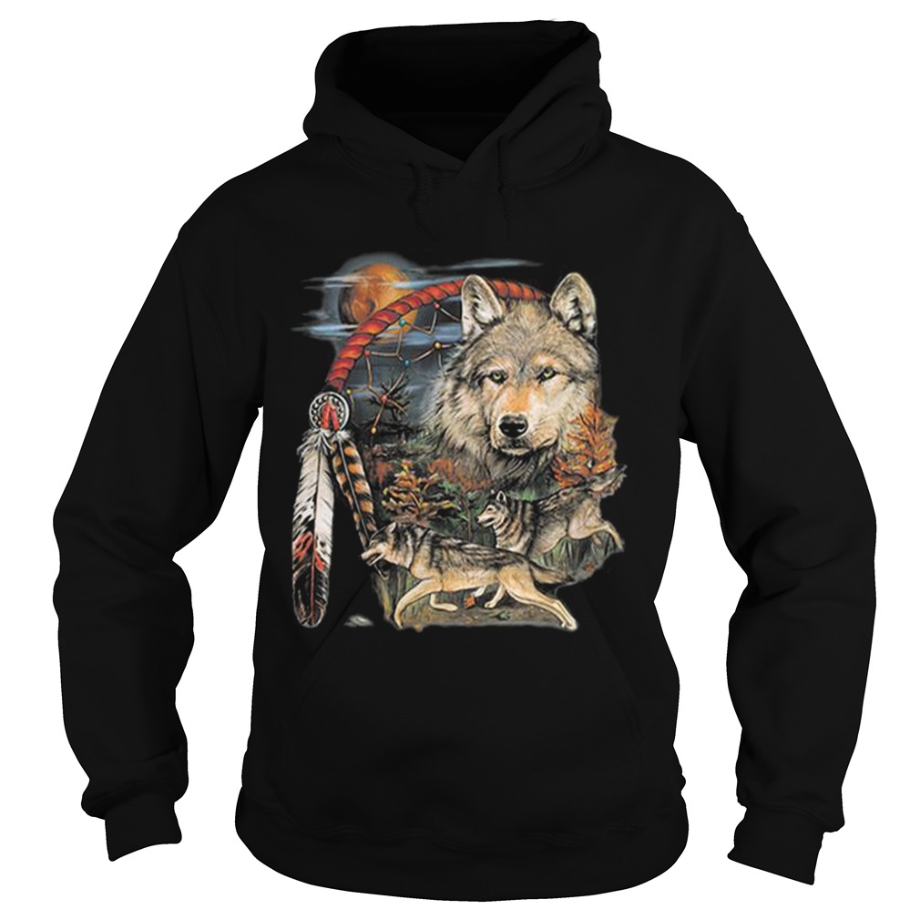 Native American Indian Dream Catcher Wolf Moon Animal Spirit Hoodie