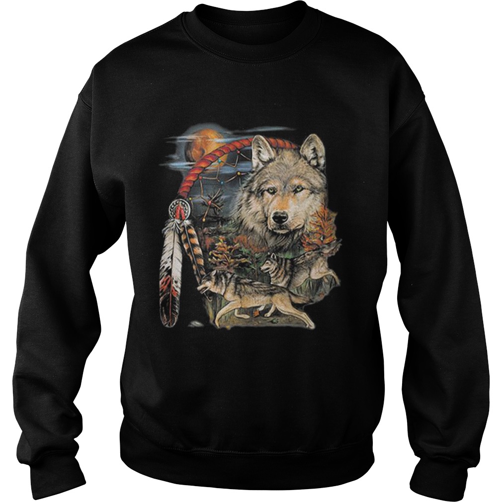 Native American Indian Dream Catcher Wolf Moon Animal Spirit Sweatshirt