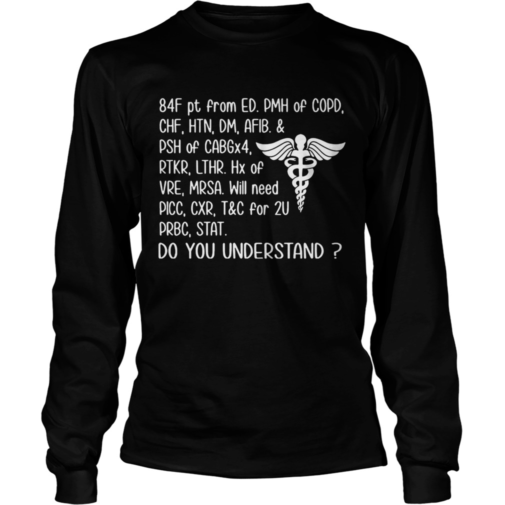 Nurse 84F ptfrom ED PMH of COPD do you understand LongSleeve