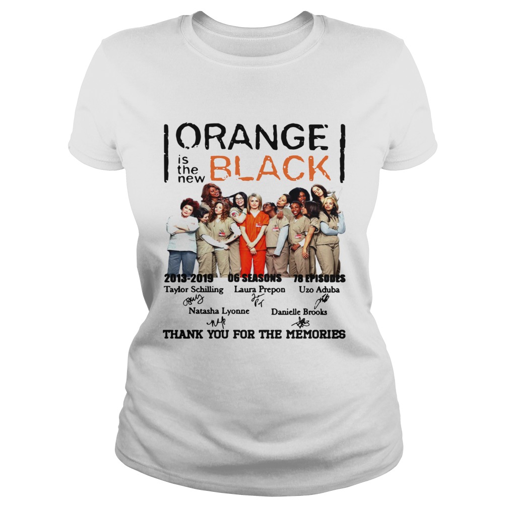 Orange black is the new thank you for the memories signature Classic Ladies