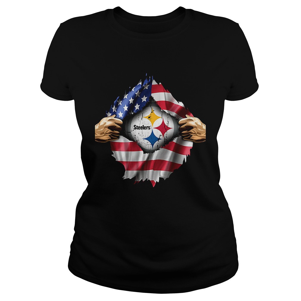 Pittsburgh Steelers inside America flag Independence day 4th of Classic Ladies