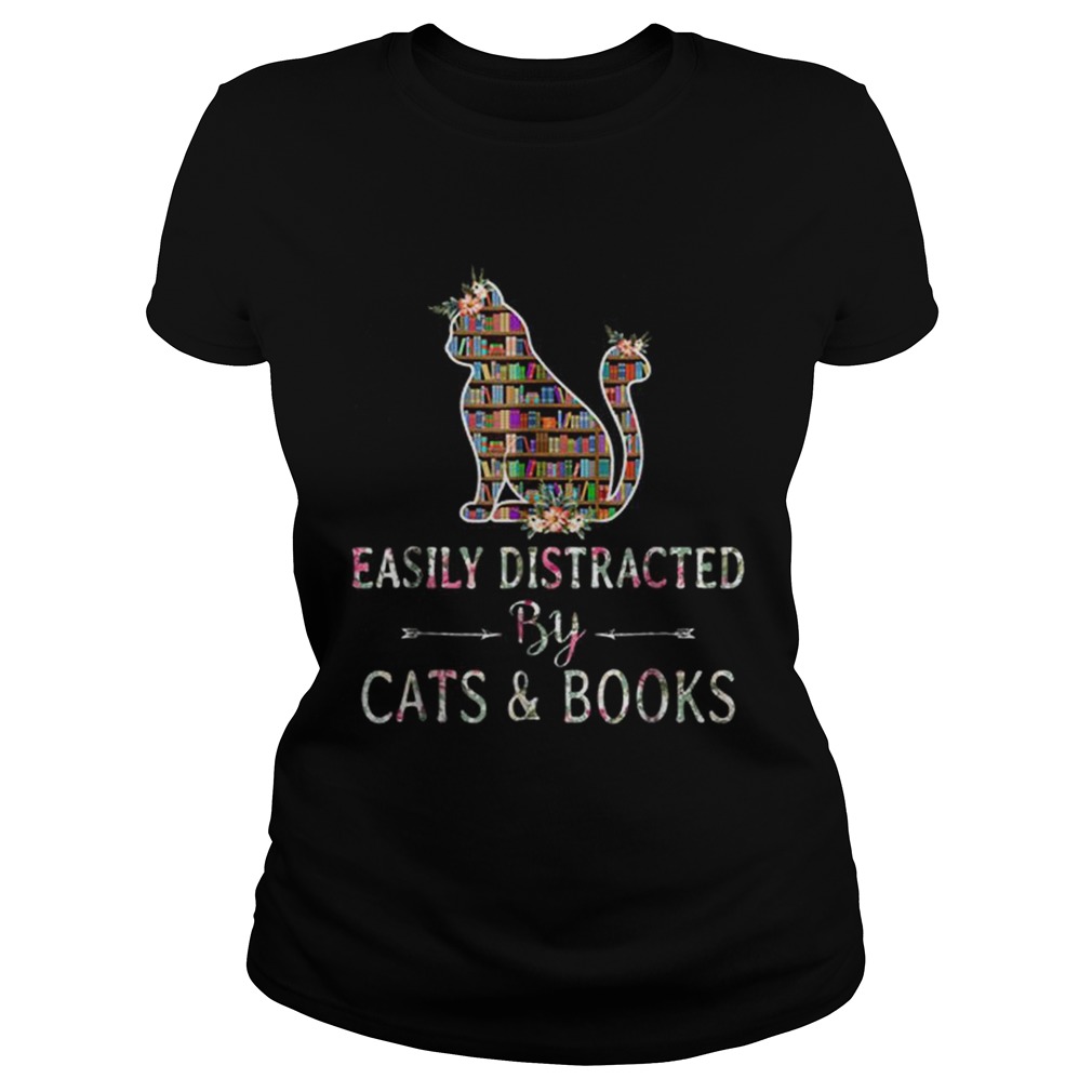Premium Cat LoverBook LoverEasily Distracted By Cat And Books Classic Ladies