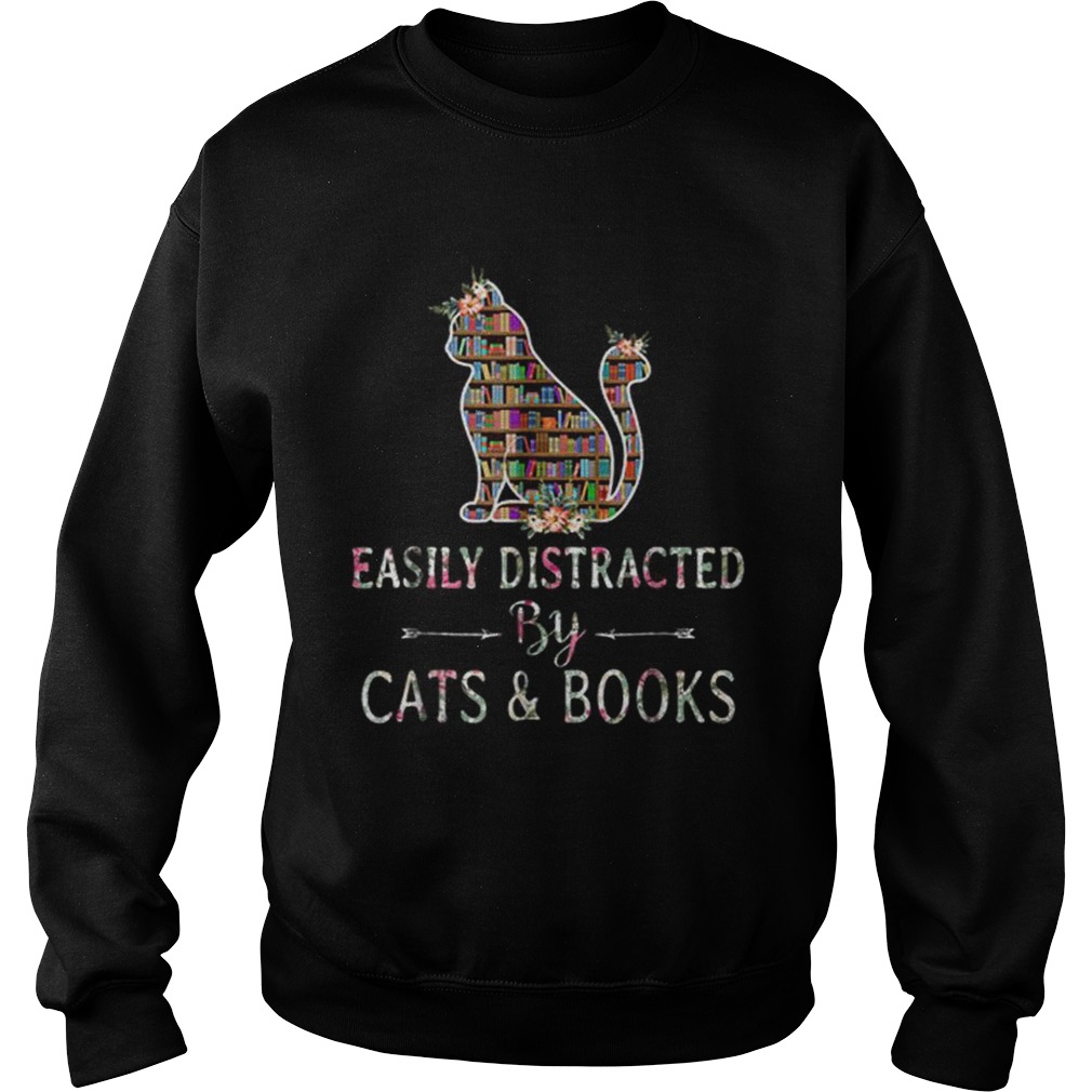 Premium Cat LoverBook LoverEasily Distracted By Cat And Books Sweatshirt