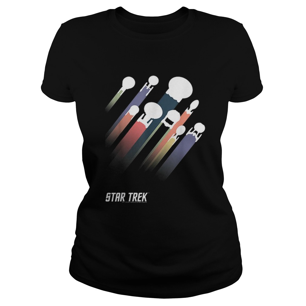Pretty Star Trek Federation Ships Rainbow Stripe Classic Ladies