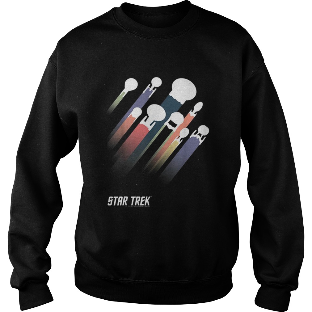 Pretty Star Trek Federation Ships Rainbow Stripe Sweatshirt