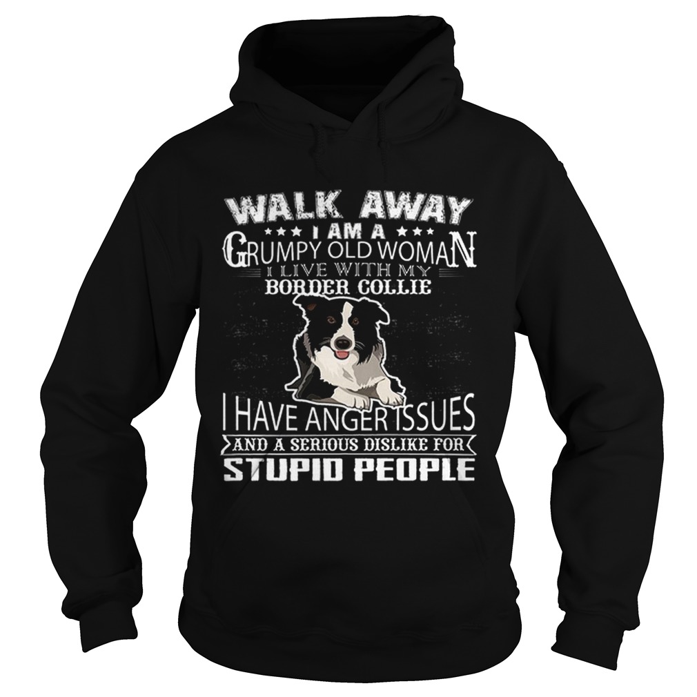 Pretty Walk Away I Am A Grumpy Old Woman I Live With My Border Collie Dog Lover Hoodie