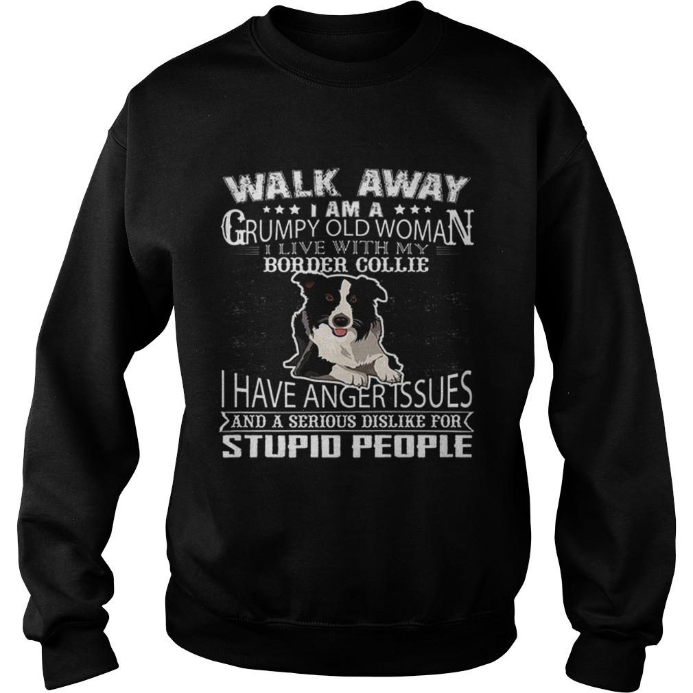 Pretty Walk Away I Am A Grumpy Old Woman I Live With My Border Collie Dog Lover Sweatshirt