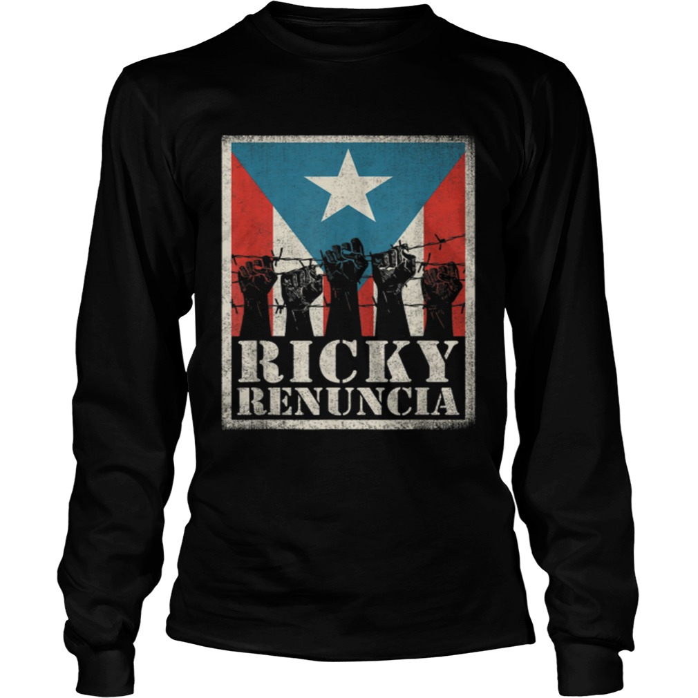 Puerto Rico Ricky Renuncia Bandera Negra Boricua Flag LongSleeve