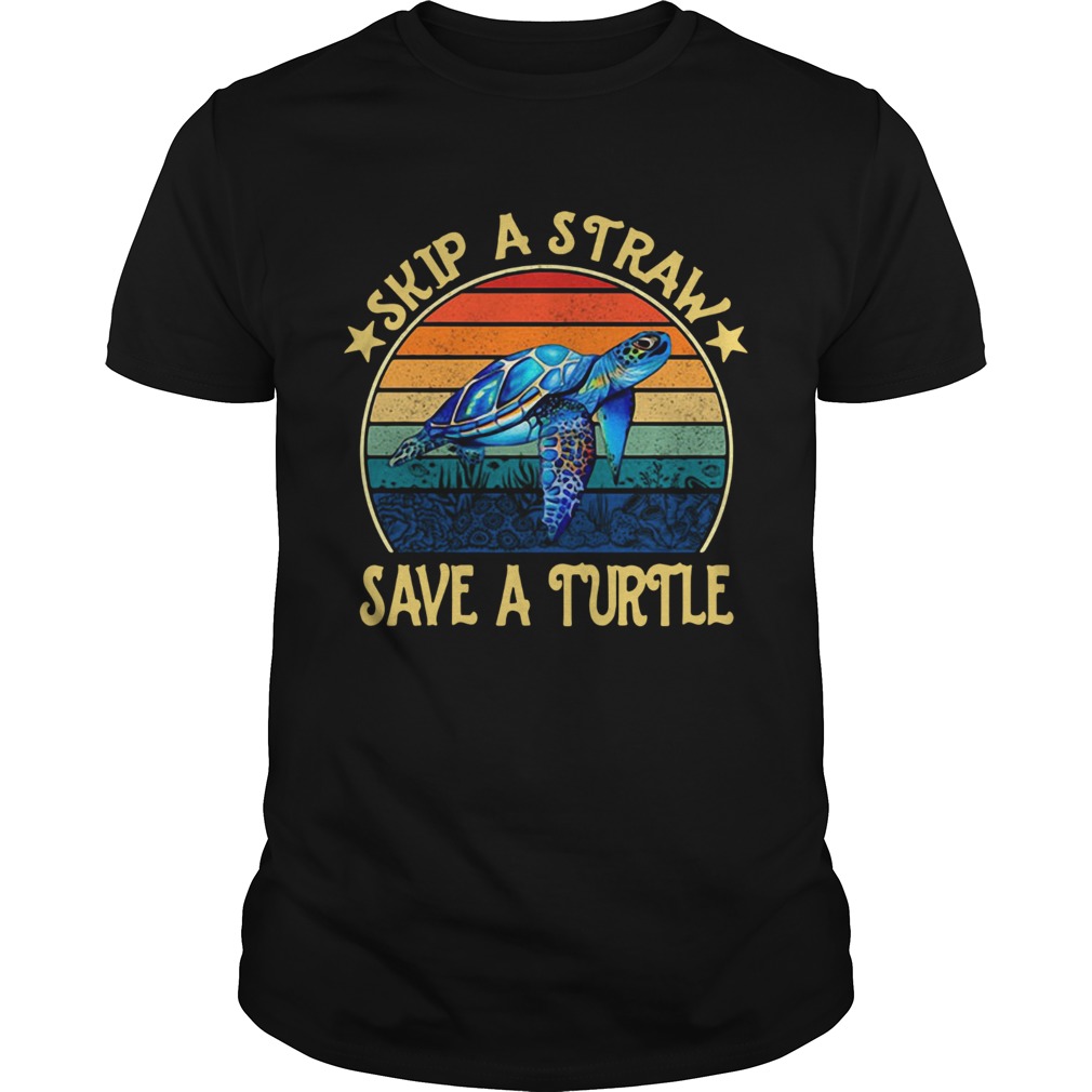 Skip a straw save a turtle vintage shirt