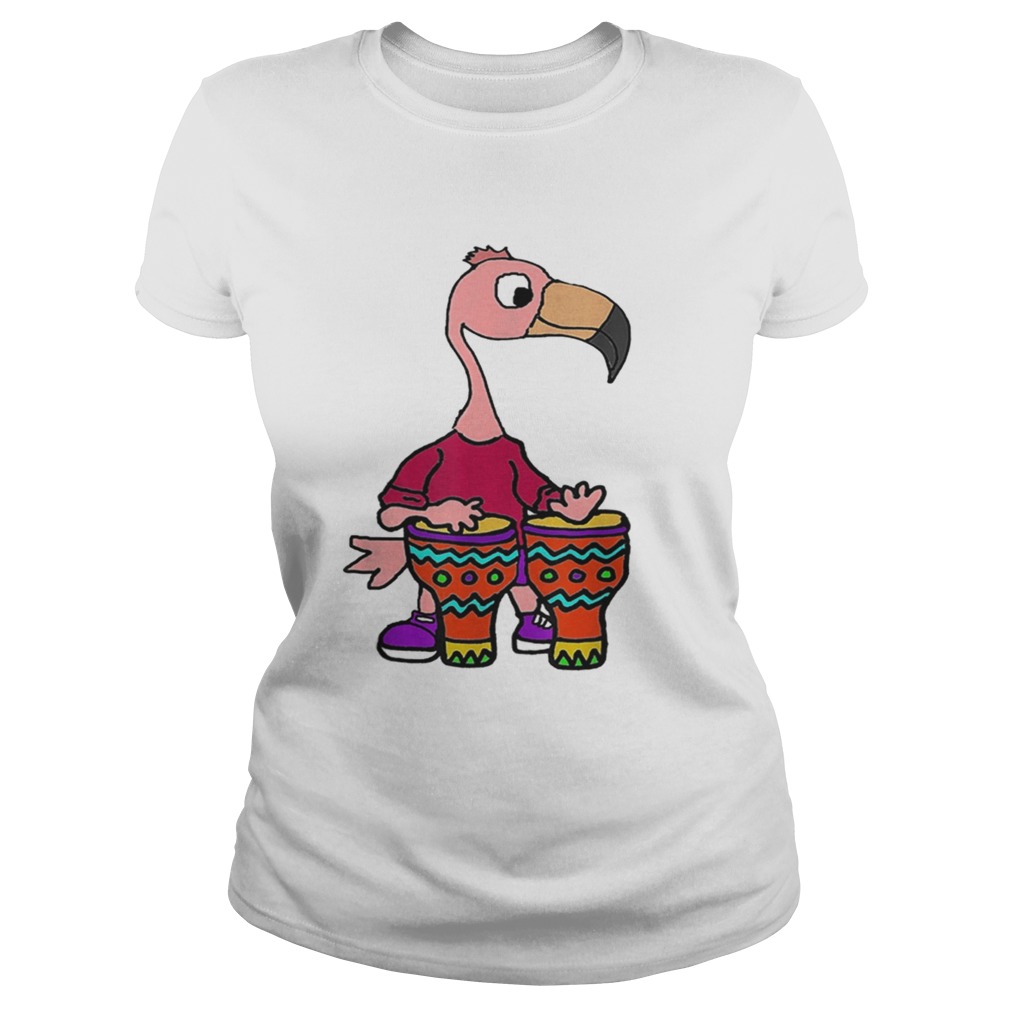 Smileteesmusic Cute Flamingo Playing Bongo Drums Classic Ladies